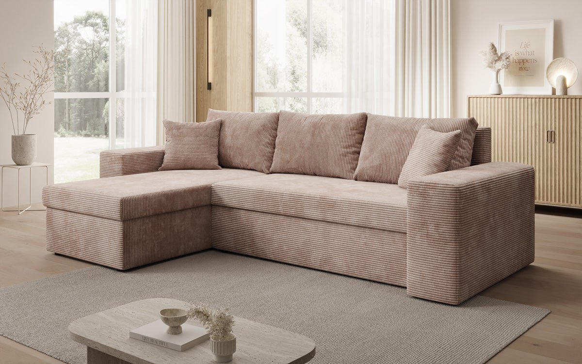 Canapé designer Denver Côtelé avec fonction couchage et rabattable