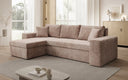 Designer corner sofa Denver Corduroy with sleeper and fold-out function