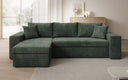 Designer corner sofa Denver Corduroy with sleeper and fold-out function
