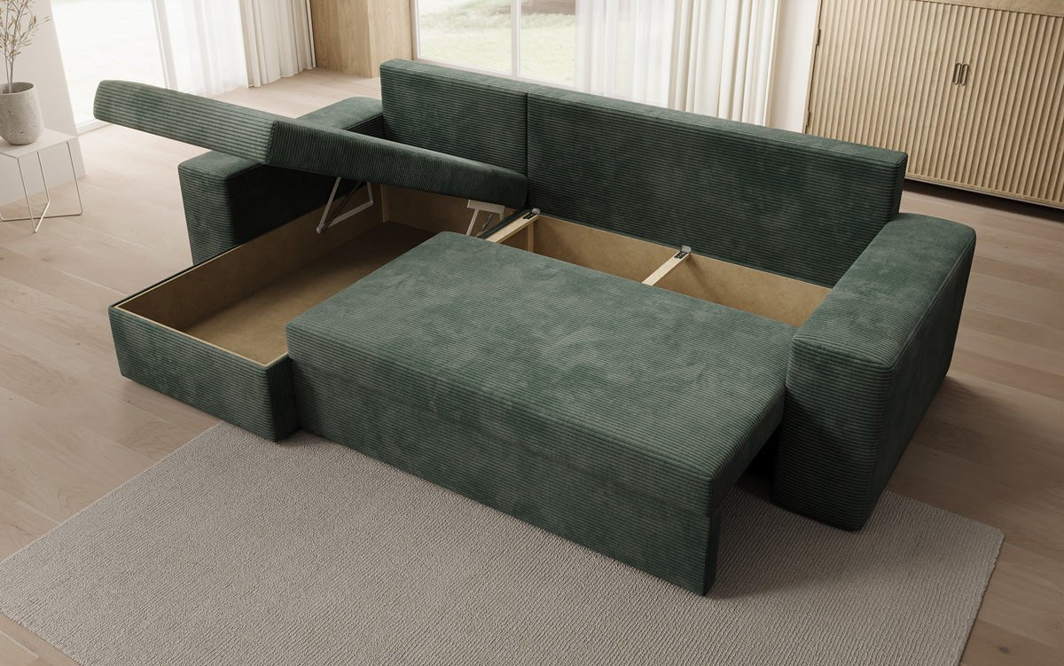 Canapé designer Denver Côtelé avec fonction couchage et rabattable