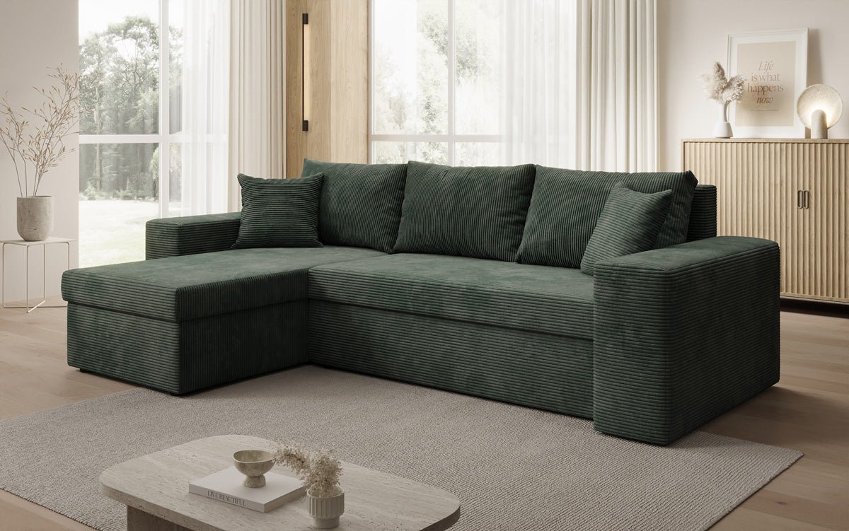 Canapé designer Denver Côtelé avec fonction couchage et rabattable