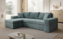 Designer corner sofa Denver Corduroy with sleeper and fold-out function