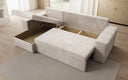 Designer corner sofa Denver Corduroy with sleeper and fold-out function
