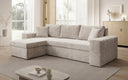 Designer corner sofa Denver Corduroy with sleeper and fold-out function