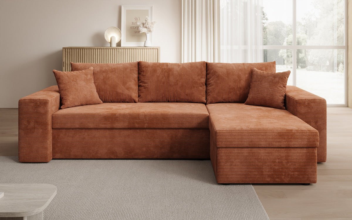 Canapé designer Denver Côtelé avec fonction couchage et rabattable