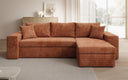 Designer corner sofa Denver Corduroy with sleeper and fold-out function