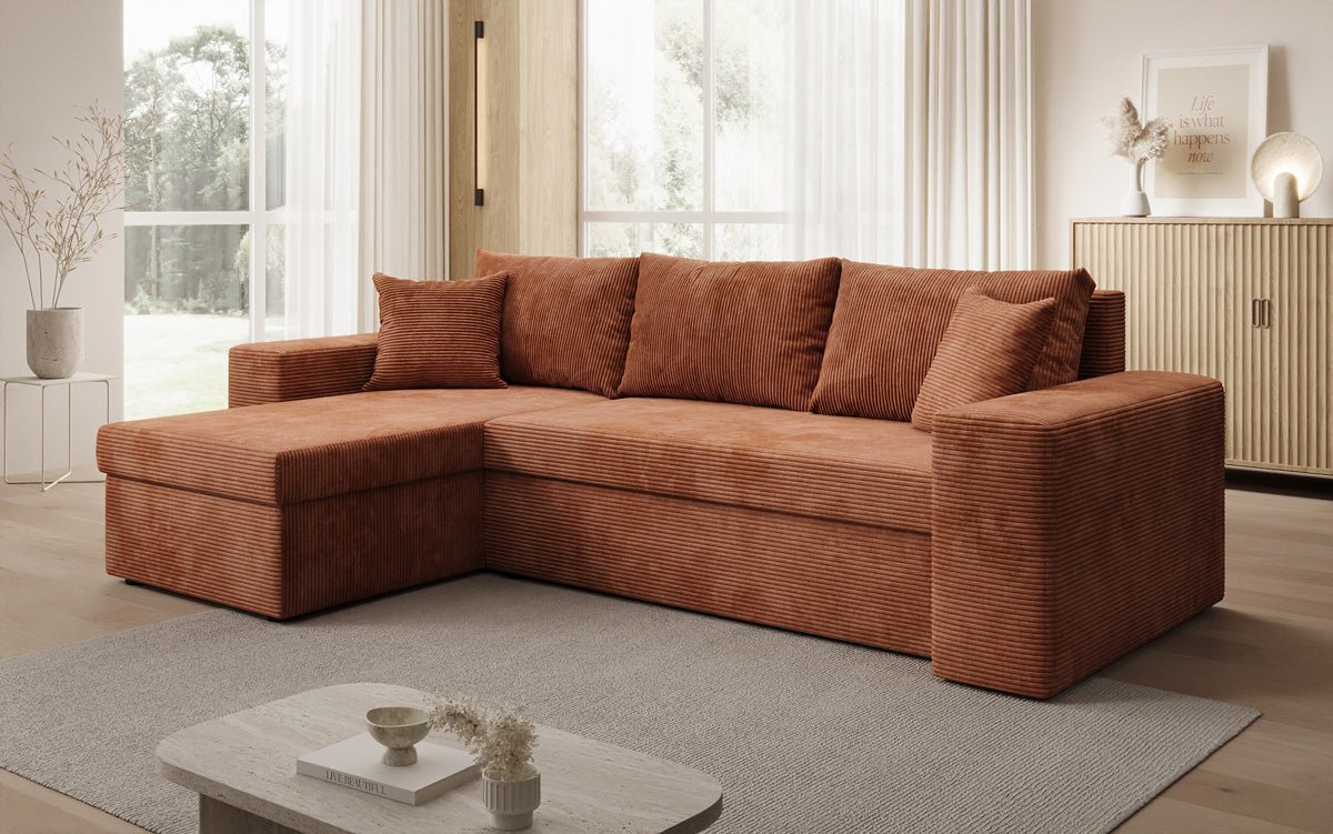 Canapé designer Denver Côtelé avec fonction couchage et rabattable