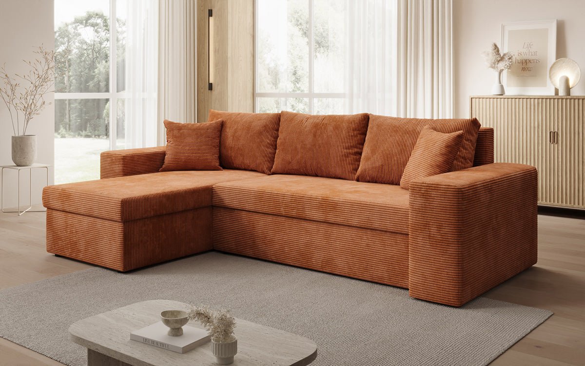 Canapé designer Denver Côtelé avec fonction couchage et rabattable