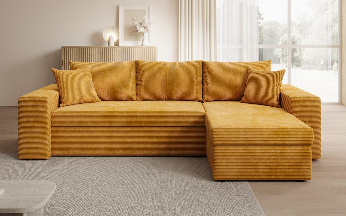 Canapé designer Denver Côtelé avec fonction couchage et rabattable