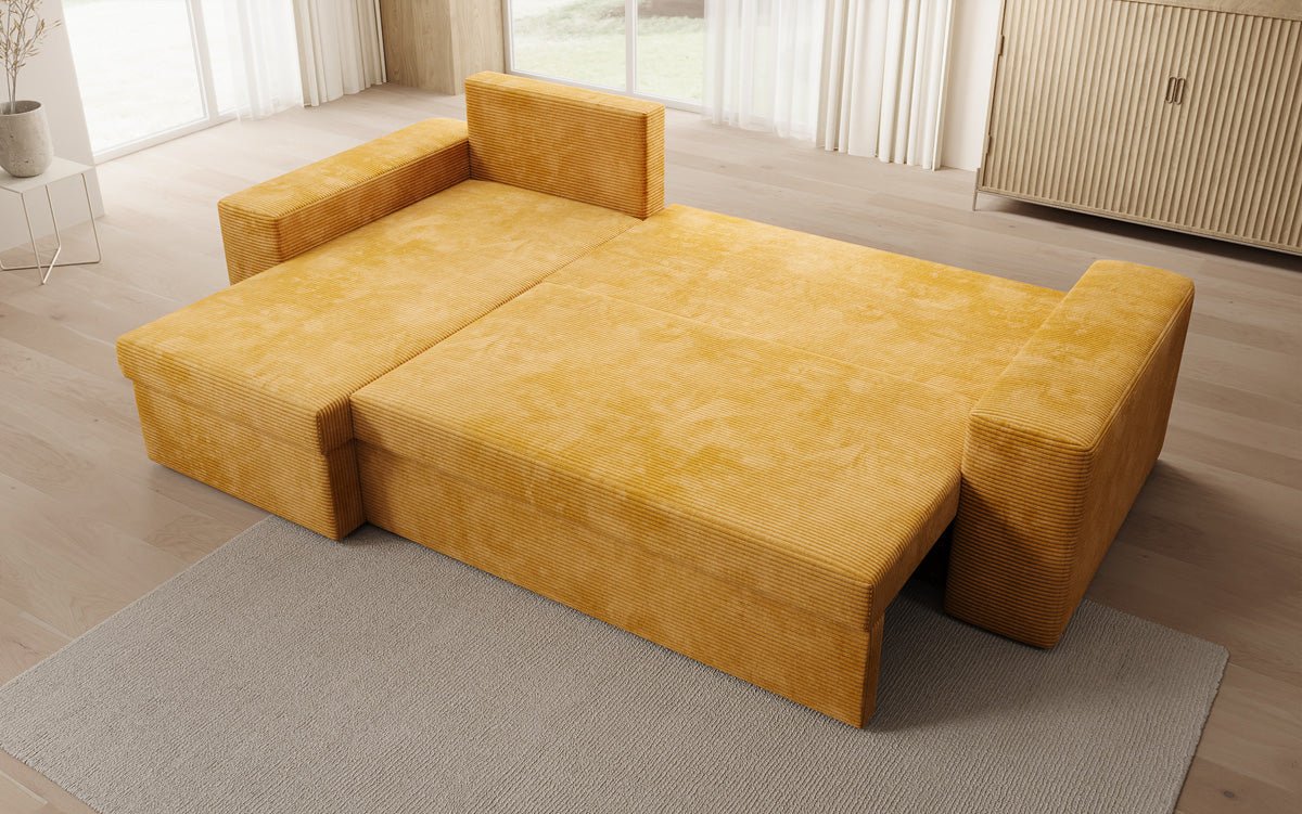 Canapé designer Denver Côtelé avec fonction couchage et rabattable