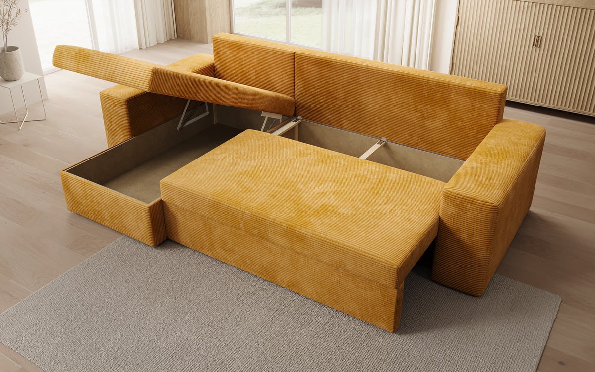 Canapé designer Denver Côtelé avec fonction couchage et rabattable