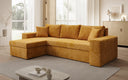 Designer corner sofa Denver Corduroy with sleeper and fold-out function