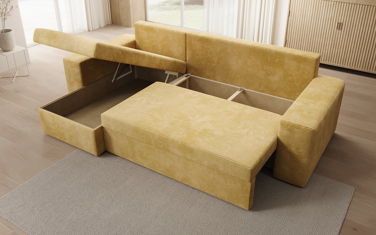 Canapé designer Denver Côtelé avec fonction couchage et rabattable