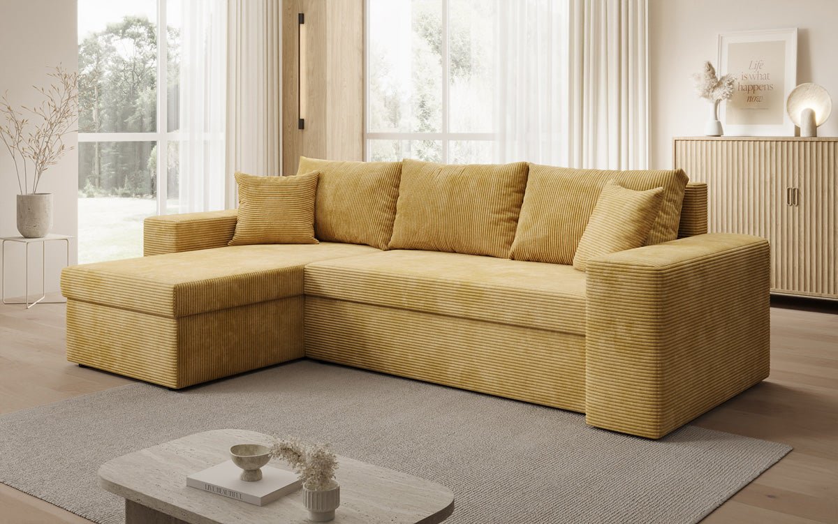 Canapé designer Denver Côtelé avec fonction couchage et rabattable