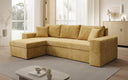 Designer corner sofa Denver Corduroy with sleeper and fold-out function