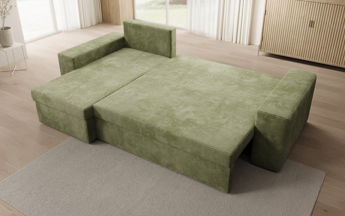 Canapé designer Denver Côtelé avec fonction couchage et rabattable