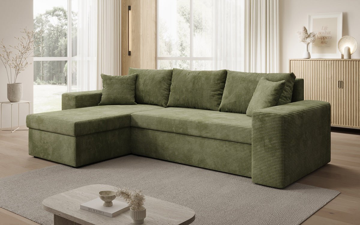 Canapé designer Denver Côtelé avec fonction couchage et rabattable