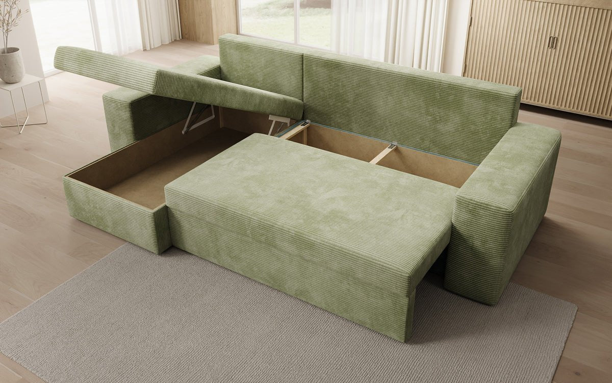 Canapé designer Denver Côtelé avec fonction couchage et rabattable