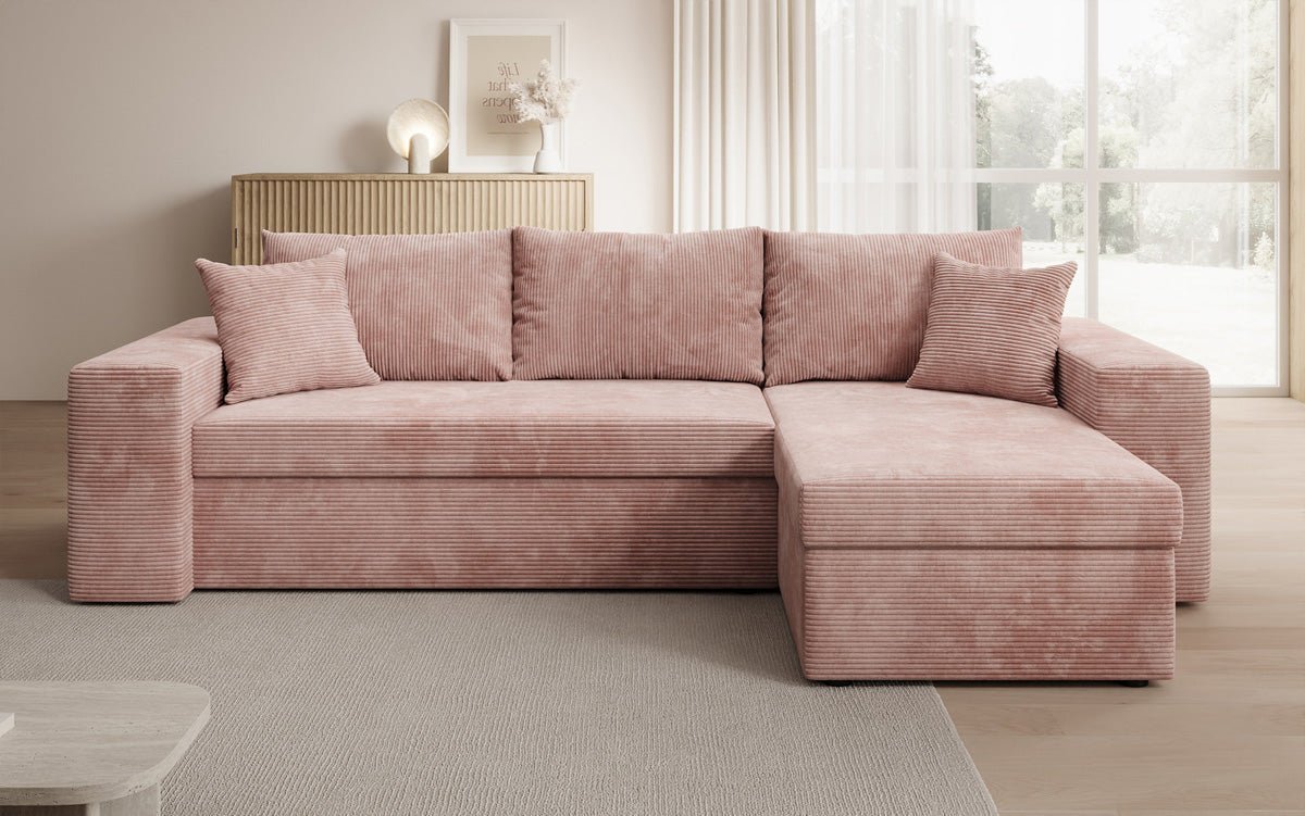 Canapé designer Denver Côtelé avec fonction couchage et rabattable