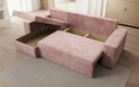 Designer corner sofa Denver Corduroy with sleeper and fold-out function