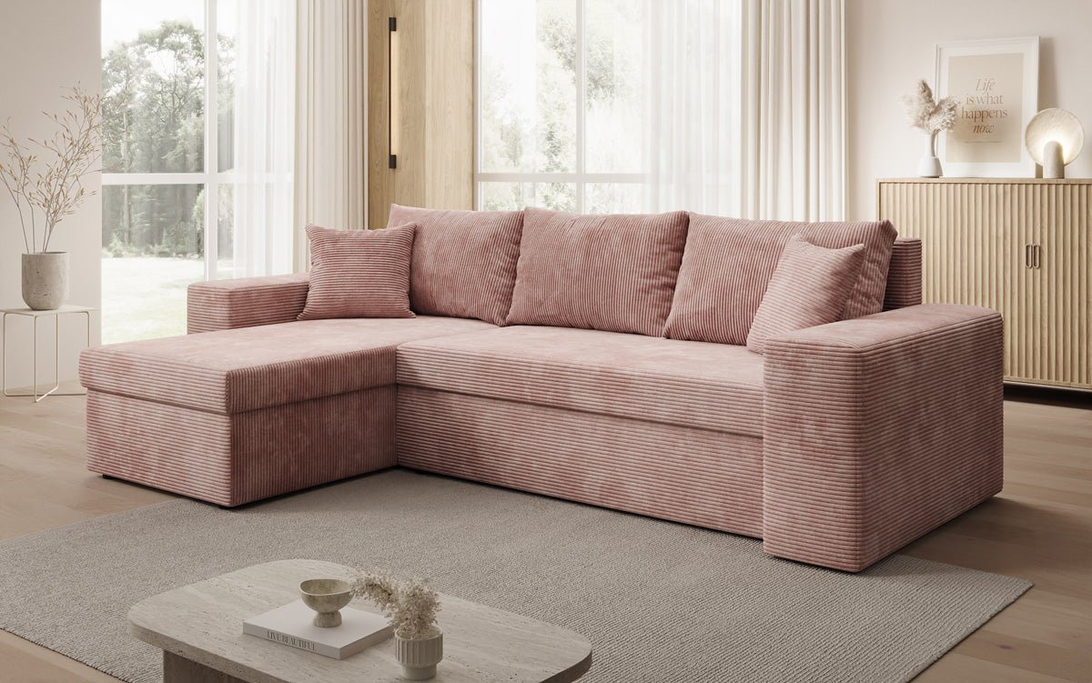Canapé designer Denver Côtelé avec fonction couchage et rabattable