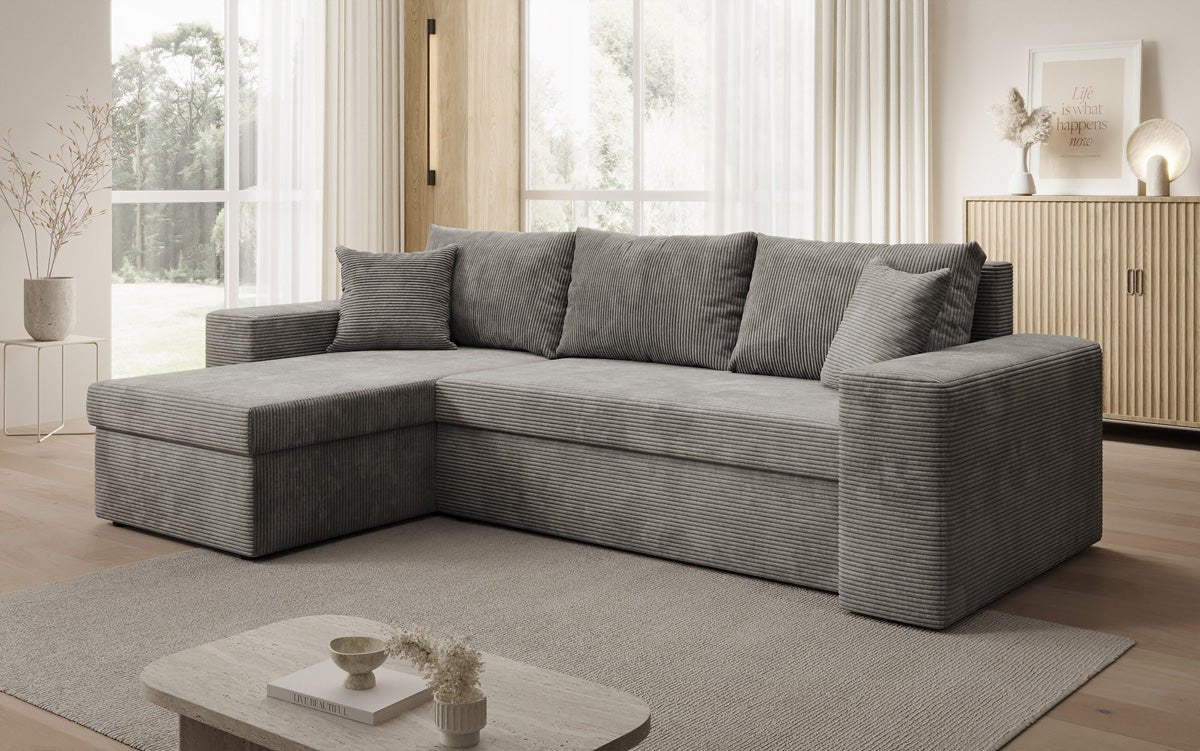 Canapé designer Denver Côtelé avec fonction couchage et rabattable