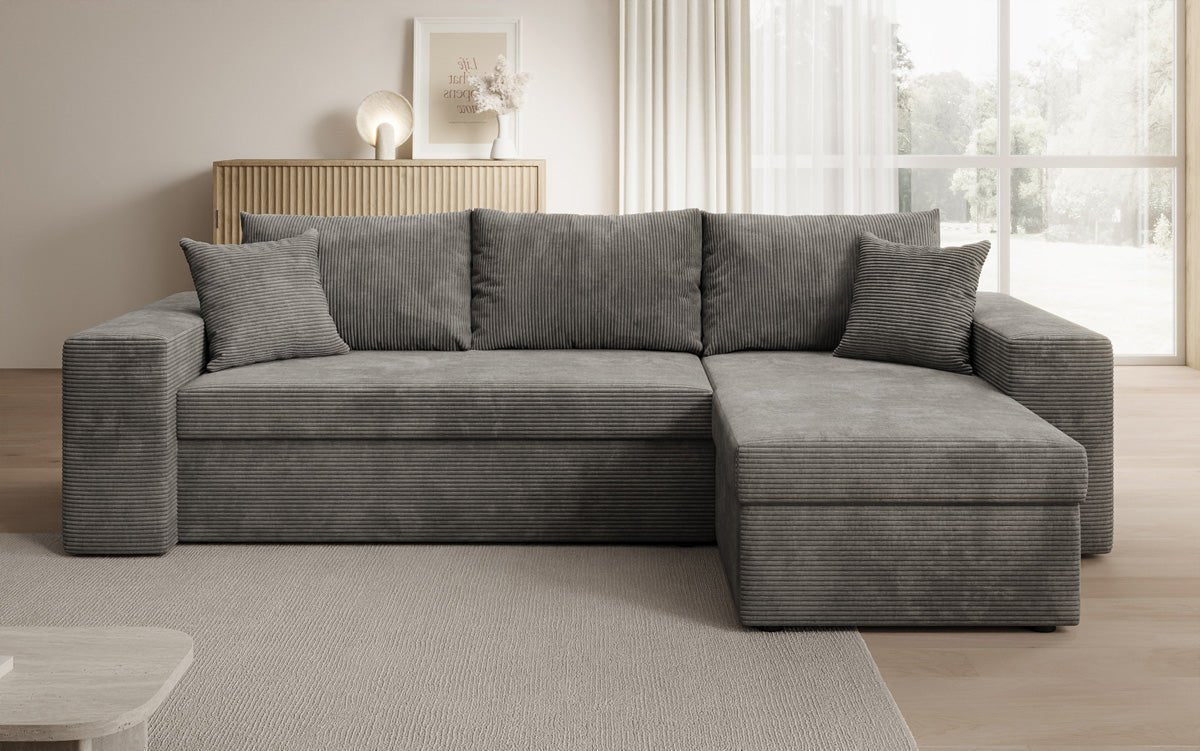 Canapé designer Denver Côtelé avec fonction couchage et rabattable