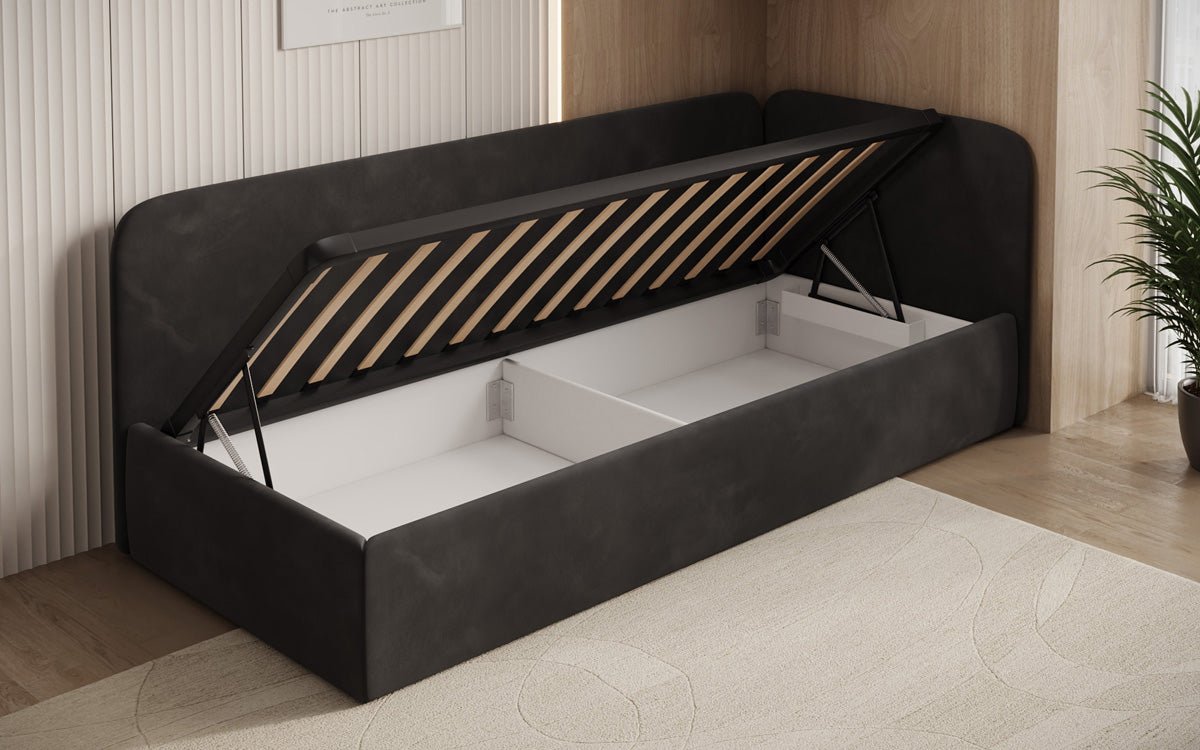 Lit rembourré/lit d'appoint/canapé design Cleo avec rangement