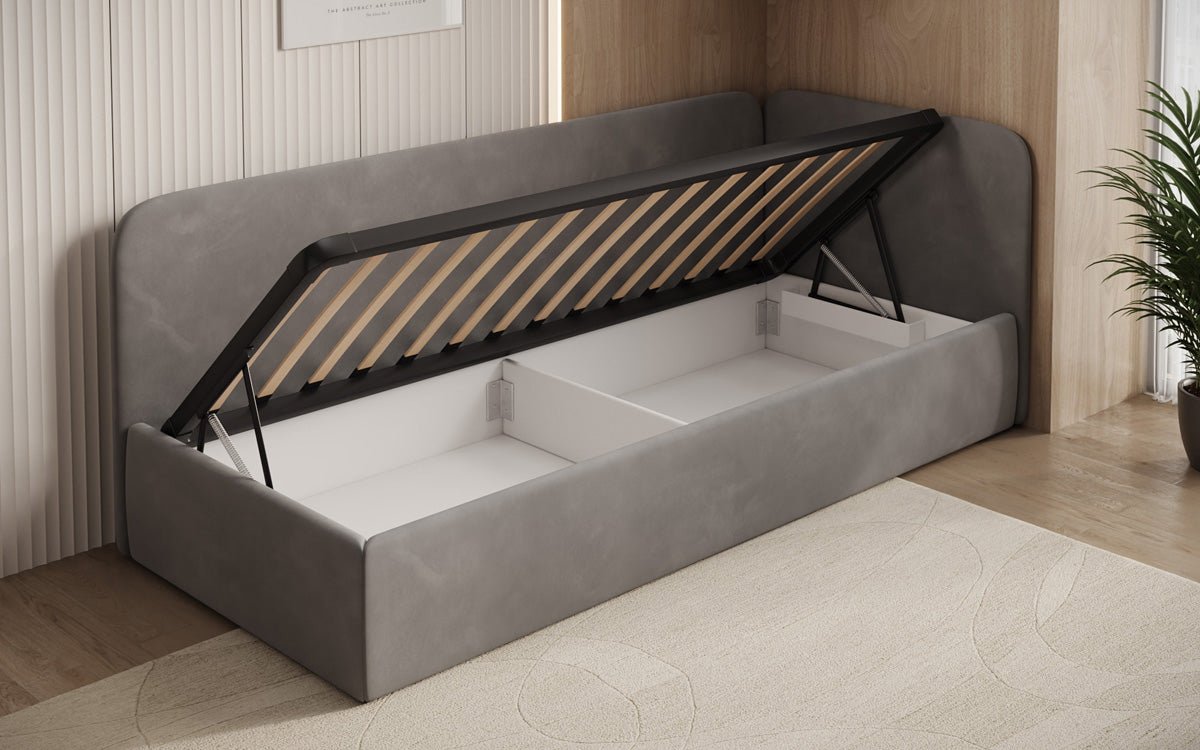 Lit rembourré/lit d'appoint/canapé design Cleo avec rangement