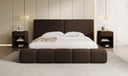 Designer upholstered bed Elise in teddy bouclé with storage