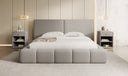 Designer upholstered bed Elise in teddy bouclé with storage