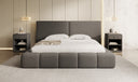 Designer upholstered bed Elise in teddy bouclé with storage