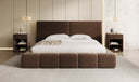 Lit rembourré design Elise en tissu texturé avec espace de rangement
