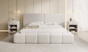 Lit rembourré design Elise en tissu texturé avec espace de rangement