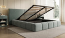 Lit rembourré design Elise en tissu texturé avec espace de rangement