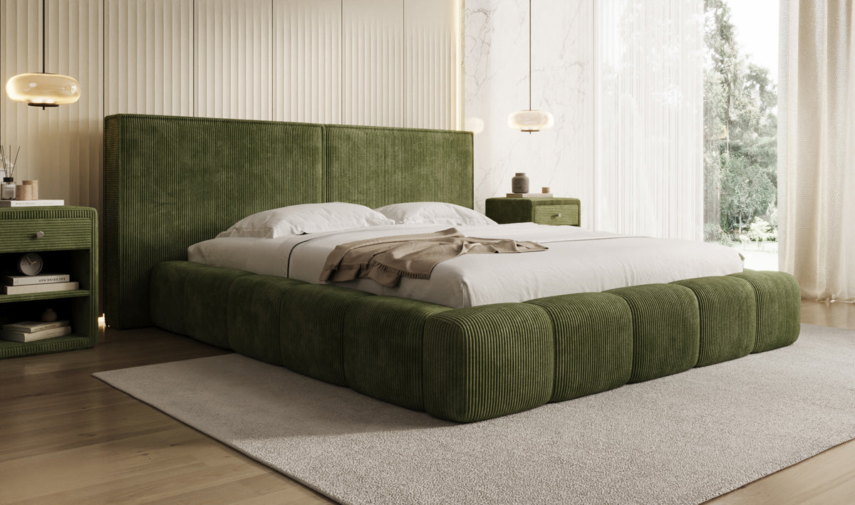 Designer Upholstered Bed Elise in Corduroy with Storage