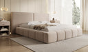 Lit rembourré design Elise en tissu texturé avec espace de rangement