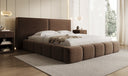 Lit rembourré design Elise en tissu texturé avec espace de rangement