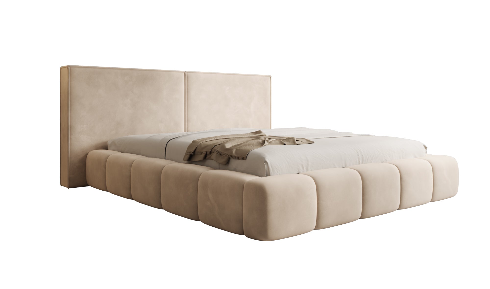 Designer upholstered bed Elise in velvet with storage