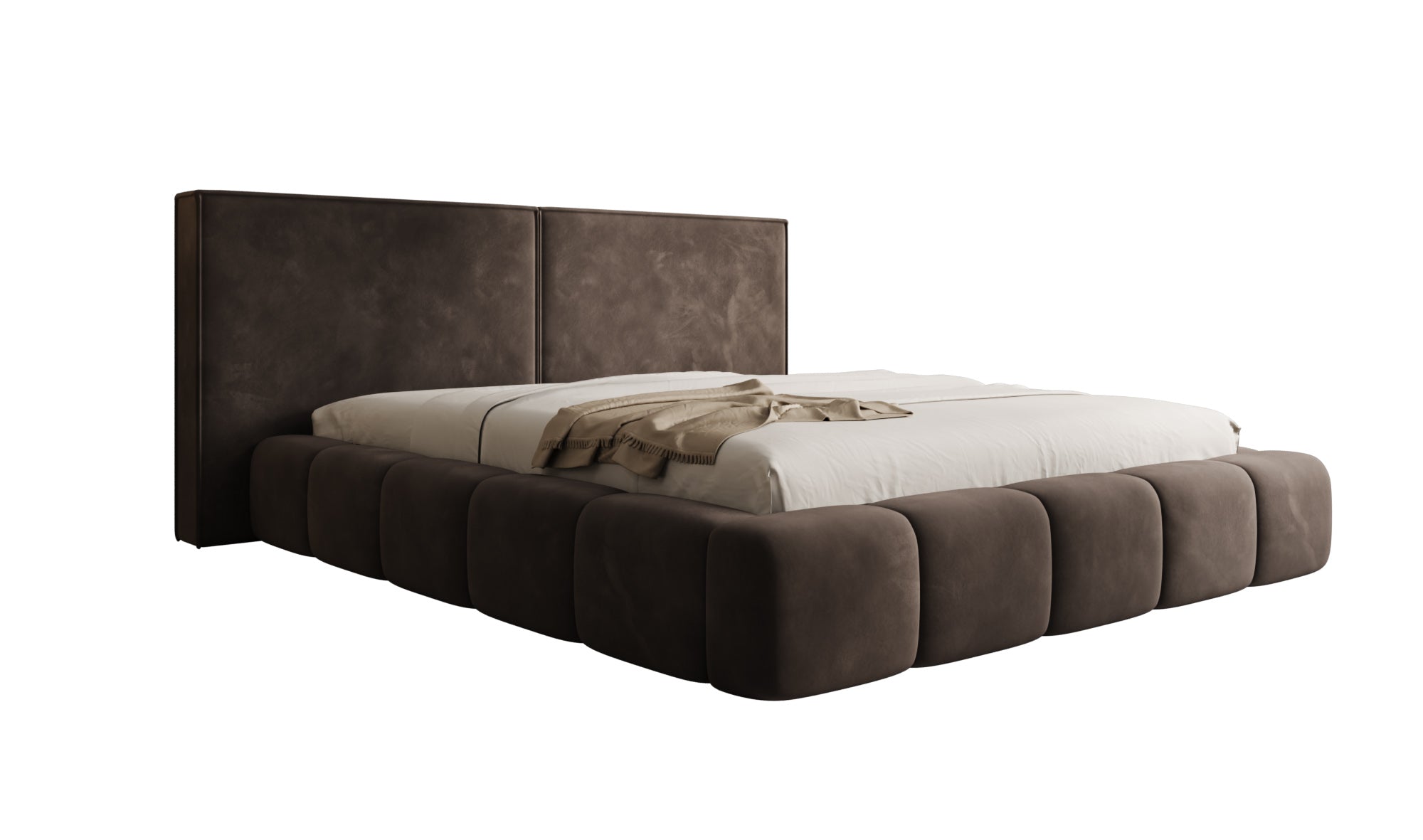 Designer upholstered bed Elise in velvet with storage
