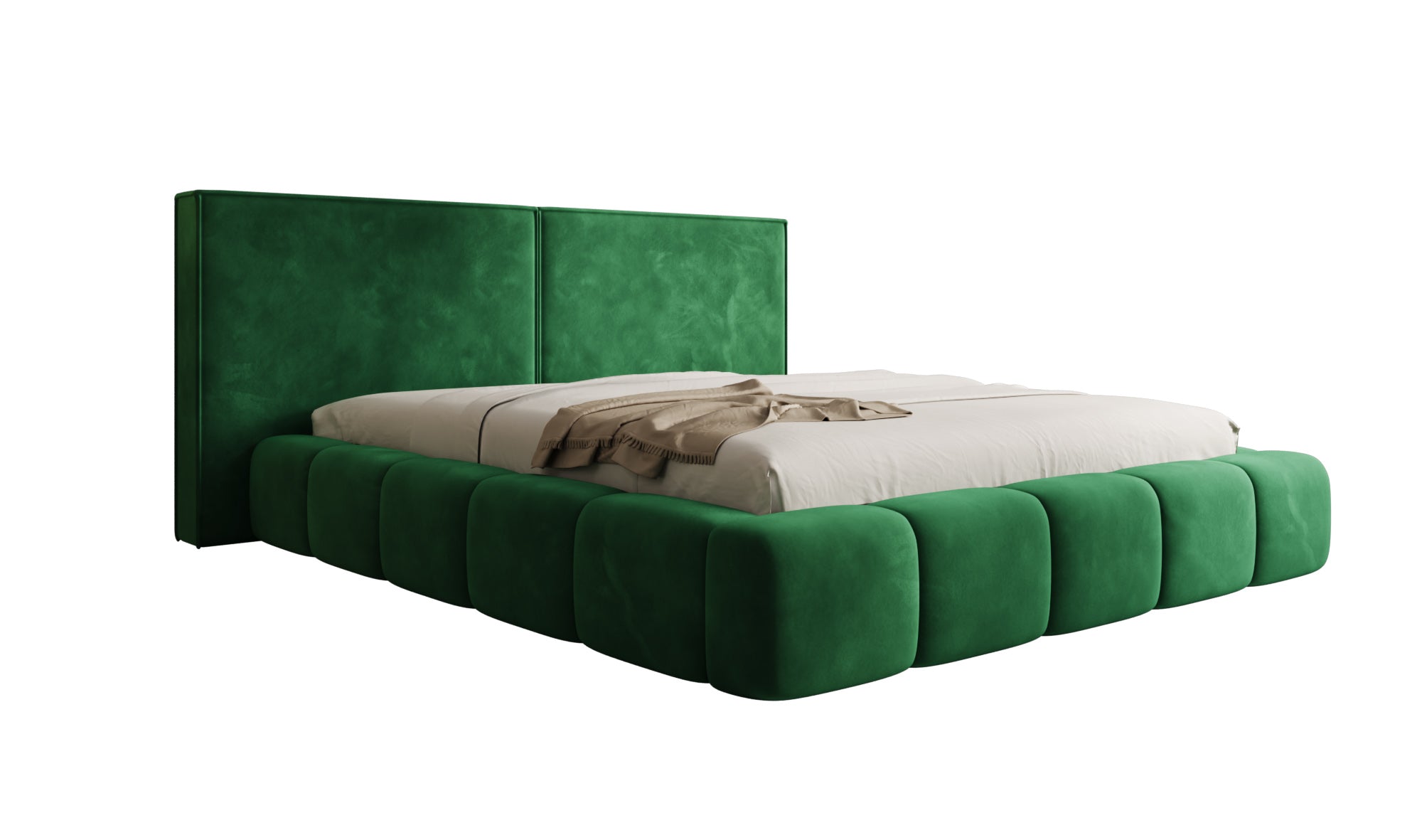 Designer upholstered bed Elise in velvet with storage