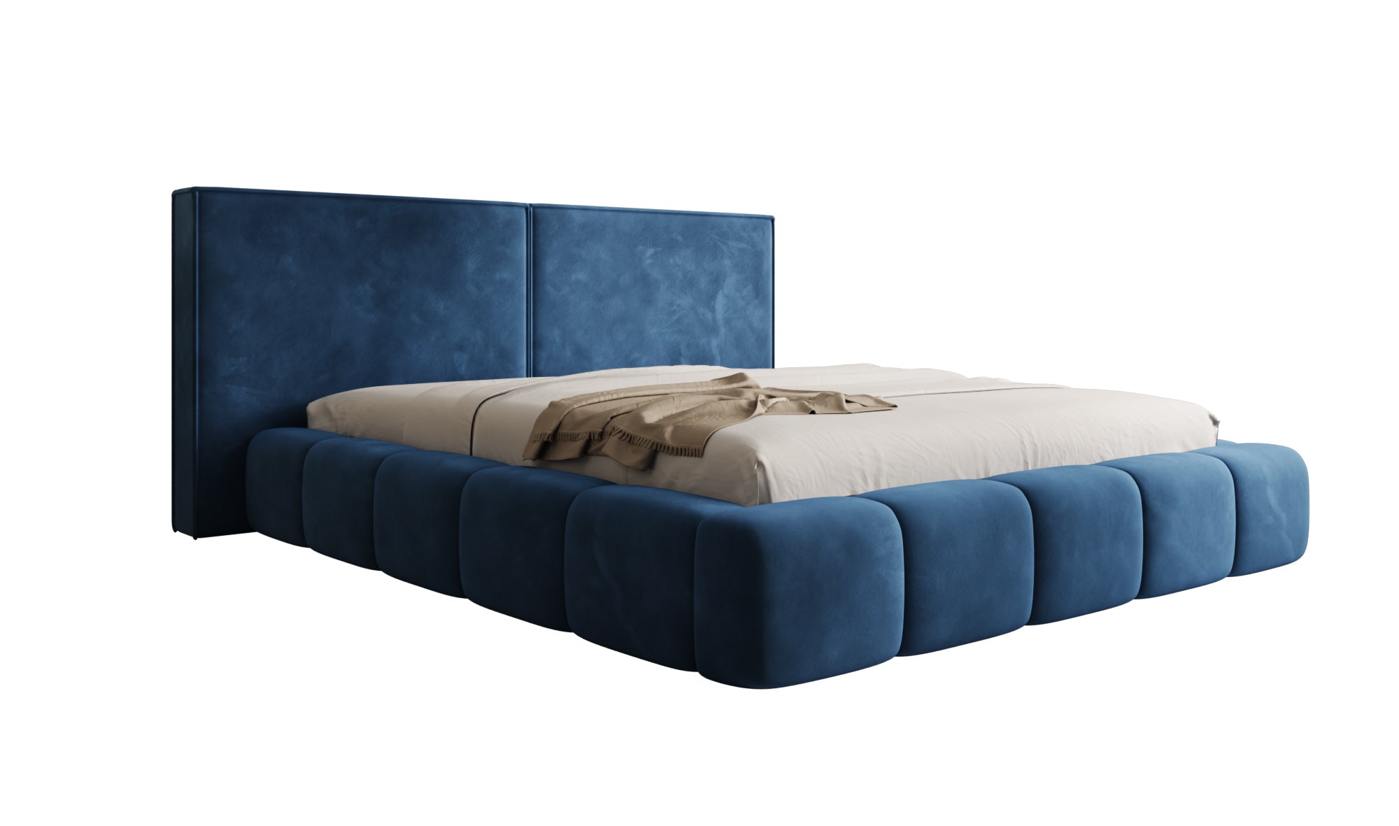 Designer upholstered bed Elise in velvet with storage