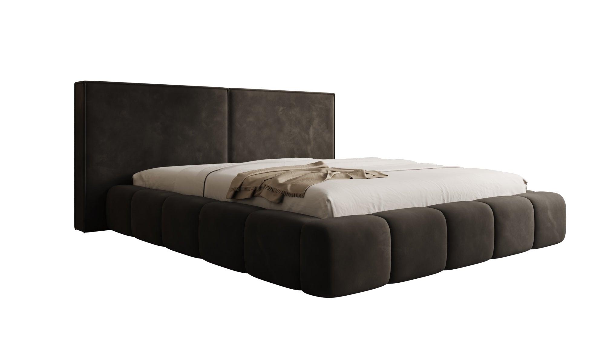 Designer upholstered bed Elise in velvet with storage