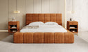 Designer-Polsterbett Marshmallow aus Cord mat Stauraum