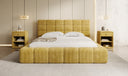 Designer-Polsterbett Marshmallow aus Cord mat Stauraum