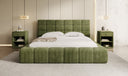 Designer-Polsterbett Marshmallow aus Cord mat Stauraum