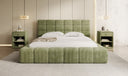 Designer-Polsterbett Marshmallow aus Cord mat Stauraum
