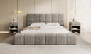 Designer-Polsterbett Marshmallow aus Cord mat Stauraum