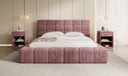 Designer-Polsterbett Marshmallow aus Cord mat Stauraum