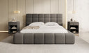 Designer-Polsterbett Marshmallow aus Teddy-Bouclé mat Stauraum